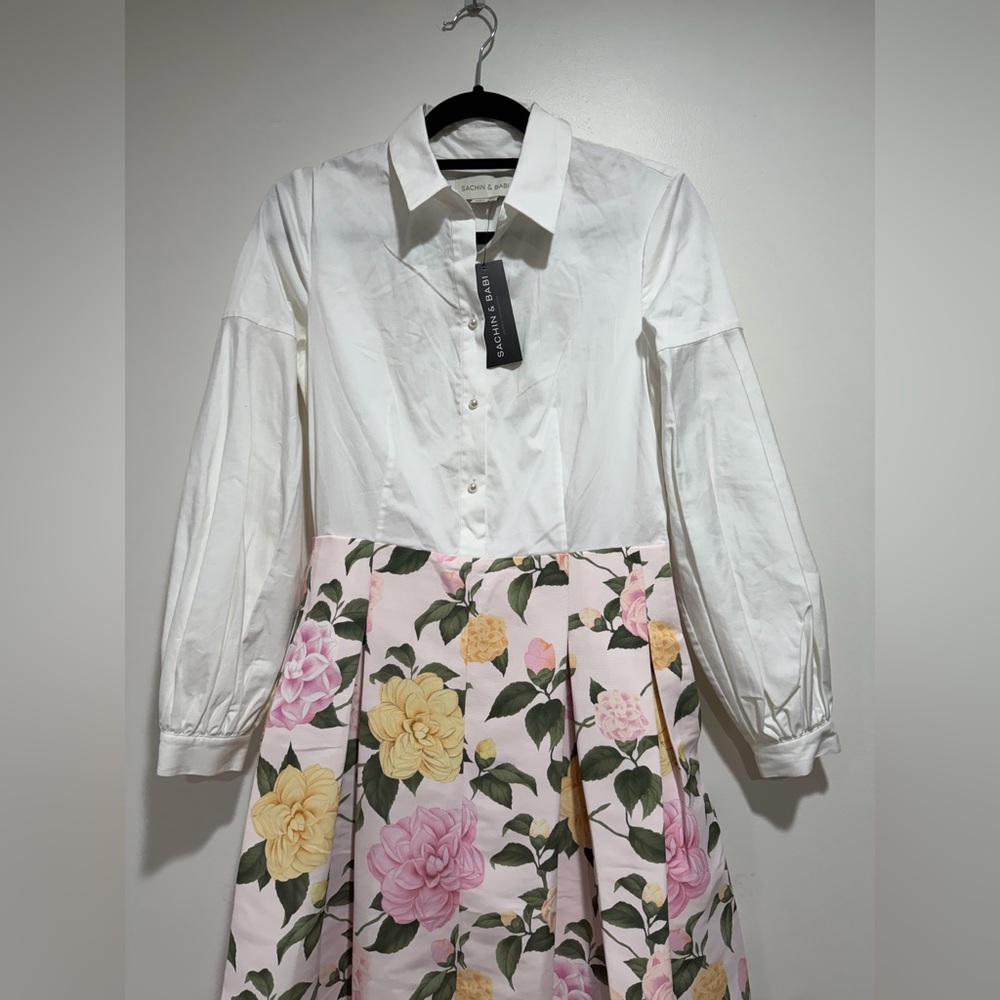 NEW Sachin & Babi Florence Gown - White/Pink Lemonade Bouquet Floral Maxi, sz 2 - Picture 7 of 17